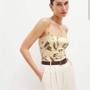 NWT Reformation Overland Silk Top Umber size 6